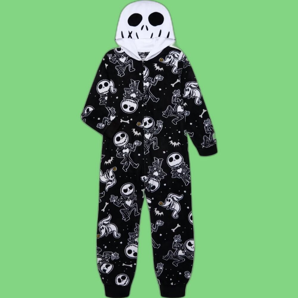 NWT Disney Nightmare Before Christmas Boys Hooded Union Suit Pajamas XS 4 5